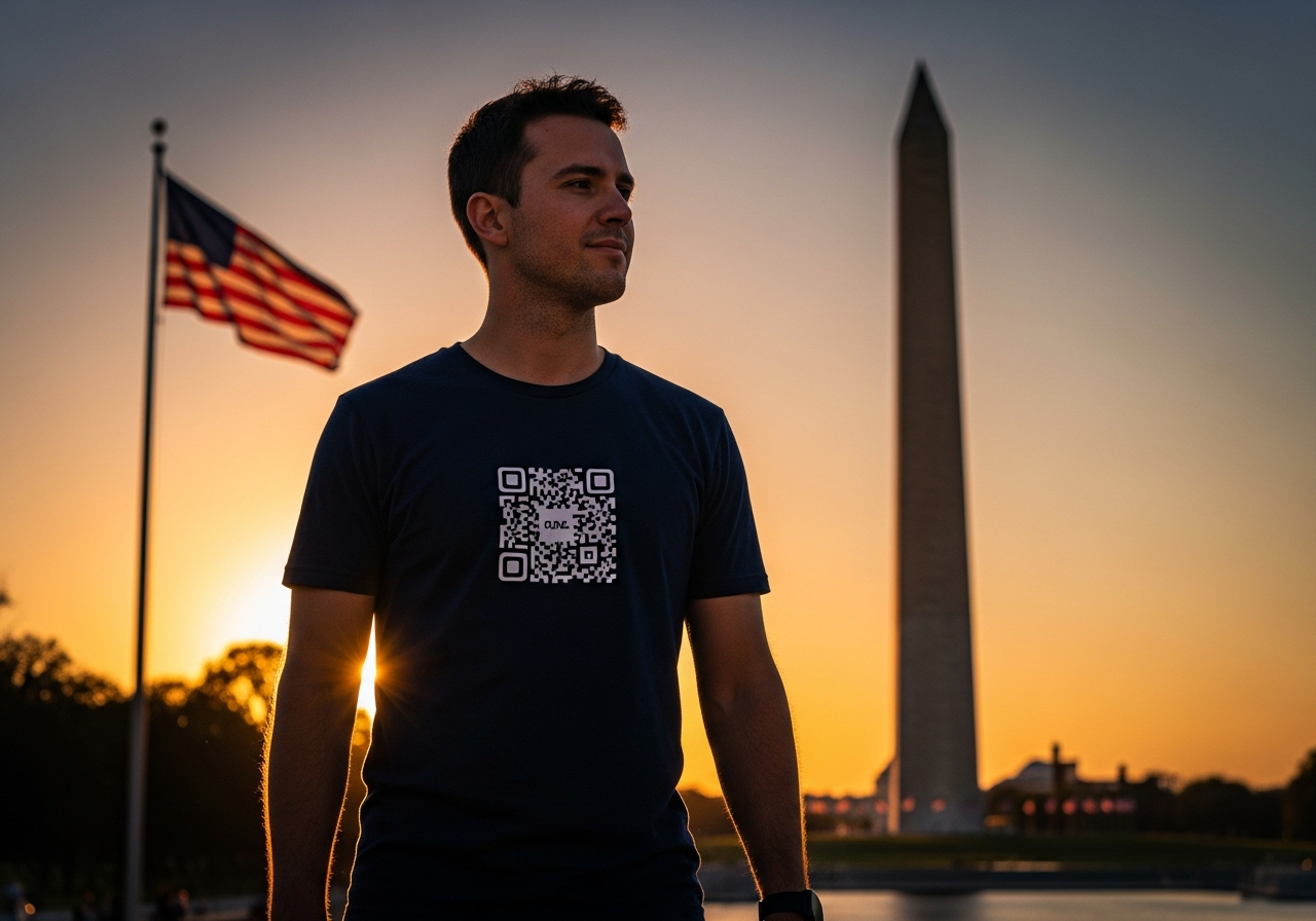QR Gear USA 250 shirt at the Washington Monument